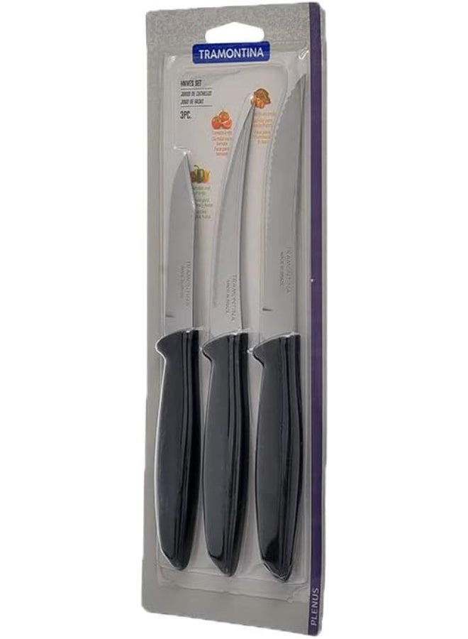 طقم سكاكين بلينوس عالي الجودة، مكون من 3 قطع - أسود - Image 5