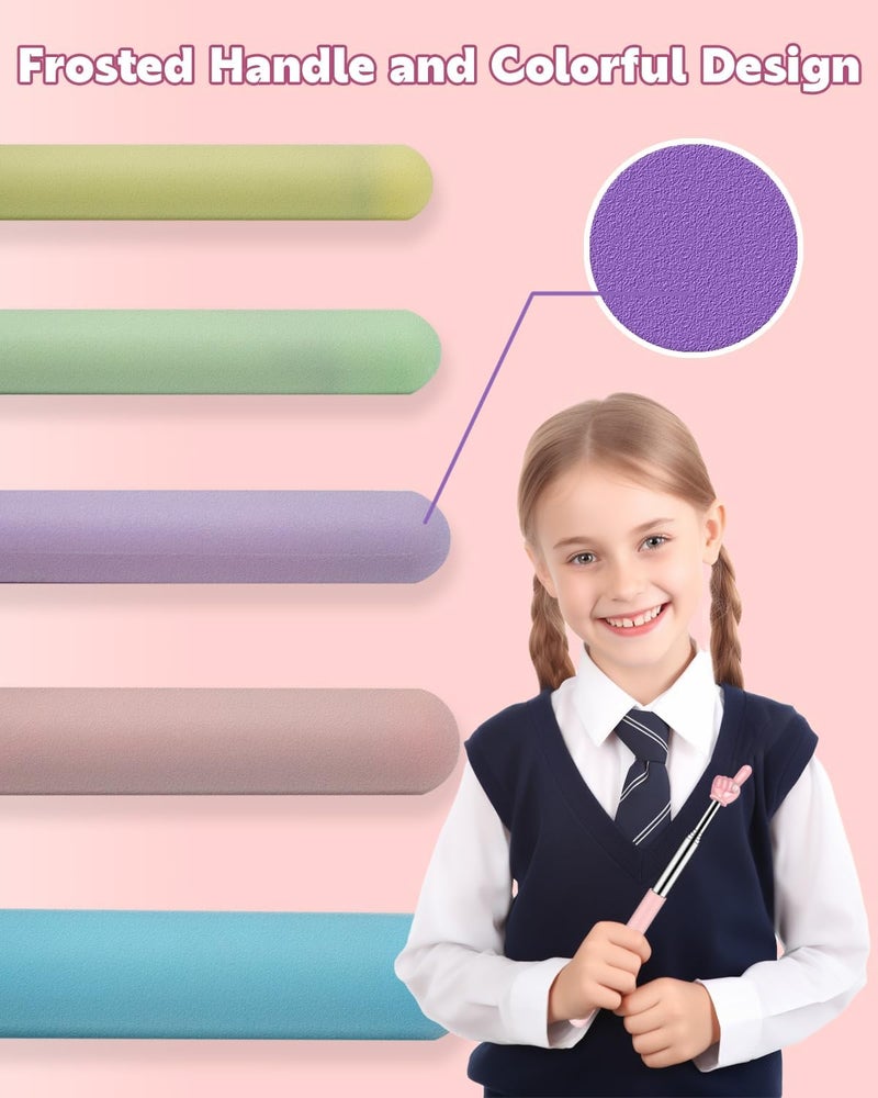 Birvan (2 PCS) Retractable Teacher Pointer for Classroom Kids Reading, Extendable Finger Pointer Stick for School, Collapsible Finger Pointing Stick, Hand Pointer, Multicolor - Image 5