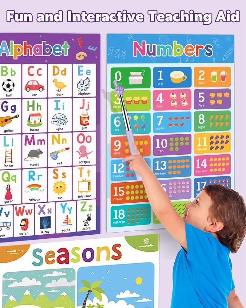 Birvan (2 PCS) Retractable Teacher Pointer for Classroom Kids Reading, Extendable Finger Pointer Stick for School, Collapsible Finger Pointing Stick, Hand Pointer, Multicolor - Image 3