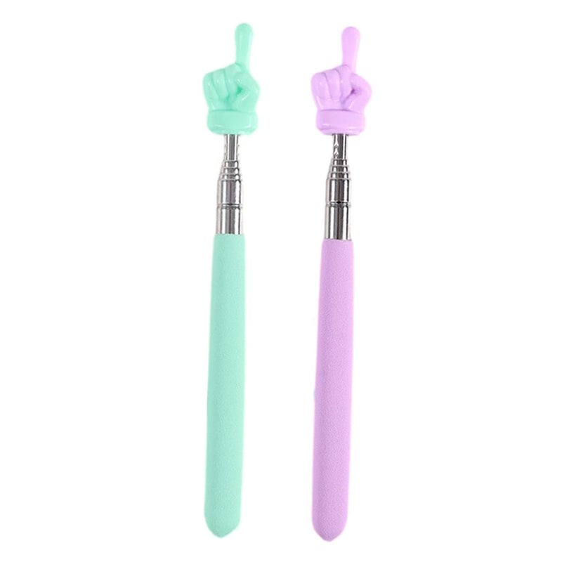 Birvan (2 PCS) Retractable Teacher Pointer for Classroom Kids Reading, Extendable Finger Pointer Stick for School, Collapsible Finger Pointing Stick, Hand Pointer, Multicolor - Image 1