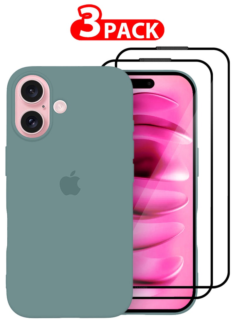 CATANES (for iPhone 16) 3 Pack Case and 2 Screen Protectors, Slim Silicone Case, Full Covered Anti Scratch Shockproof Protective Cover  - Image 1