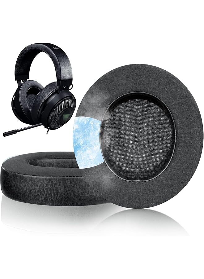 erorex 3 In 1 Replacement Ear Pads For Razer Kraken Pro V2 Kraken 7.1 V2 Headphones Protein Leather Earpads Ear Cushion Cups Headset Ear Cover Repair Parts Cooling Gel Black  - Image 1