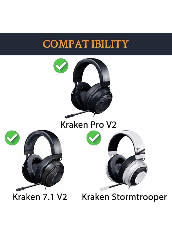 erorex 3 In 1 Replacement Ear Pads For Razer Kraken Pro V2 Kraken 7.1 V2 Headphones Protein Leather Earpads Ear Cushion Cups Headset Ear Cover Repair Parts Cooling Gel Black  - Image 2