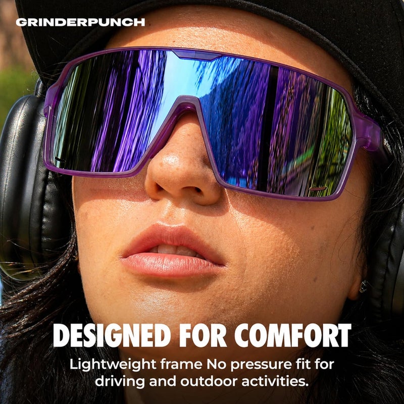 grinderPUNCH Transparent body XL Baseball, Pickleball, Running, Hiking & Cycling Polarized Sport Sunglasses for Men & Women with UV Protection Light sturdy raw material - Image 3
