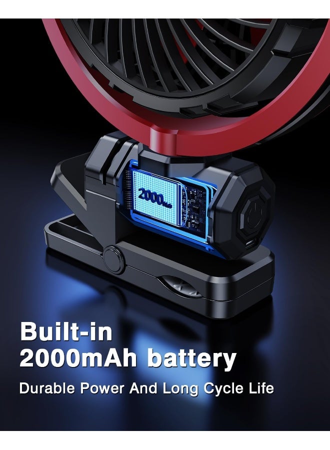 xuenair Battery Powered Clip On Fan for Car Visor Back Seat Roof Handles, Portable Car Fan Rechargeable for SUV Van RV Pickup Truck Camping Desk Bed Stroller Baby Crib, Quiet 360 Rotation - Image 4