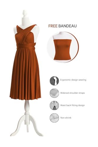 72styles Women's Infinity Bridesmaid Dresses Burnt Orange Short Convertible Transformer Multiway Twist Wrap Evening Gown Prom - Image 2