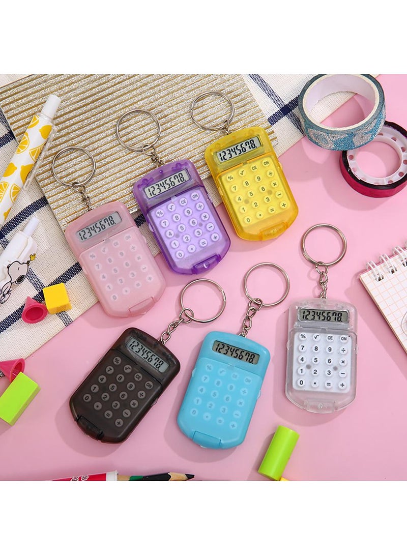 Sweet seven مجموعة حاسبات جيب صغيرة بحجم ميني - 6 قطع ملونة من الآلات الحاسبة الإلكترونية للأطفال - تصميم لطيف وقابل للحمل - مثالي للطلاب، المنزل، المدرسة، والمكتب - Image 1