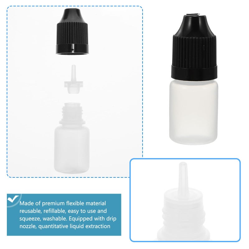 5ml Eye Dropper Bottles with Black Caps 20 Pack Plastic Squeezable Travel Refillable Containers - Image 4