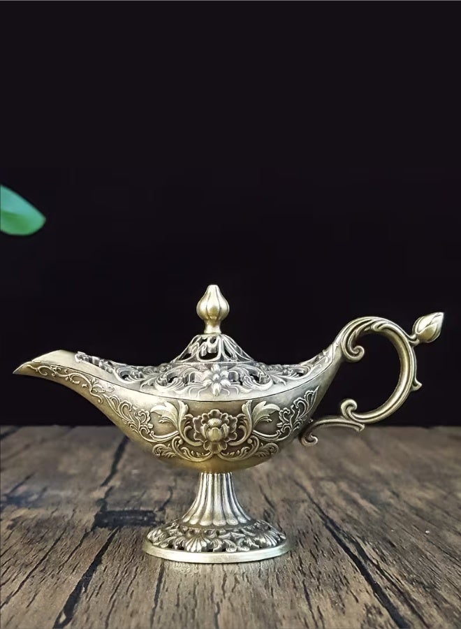 aeen 1pc Genie Lamp Incense Burner, Arabic-Style Incense Smoke Diffuser, Decorative Wishing Lamp Desktop Ornament, Islamic Home Decor, Eid Al-Fitr and Eid Al-Adha Gift - Image 3