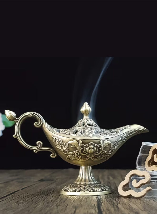 aeen 1pc Genie Lamp Incense Burner, Arabic-Style Incense Smoke Diffuser, Decorative Wishing Lamp Desktop Ornament, Islamic Home Decor, Eid Al-Fitr and Eid Al-Adha Gift - Image 1