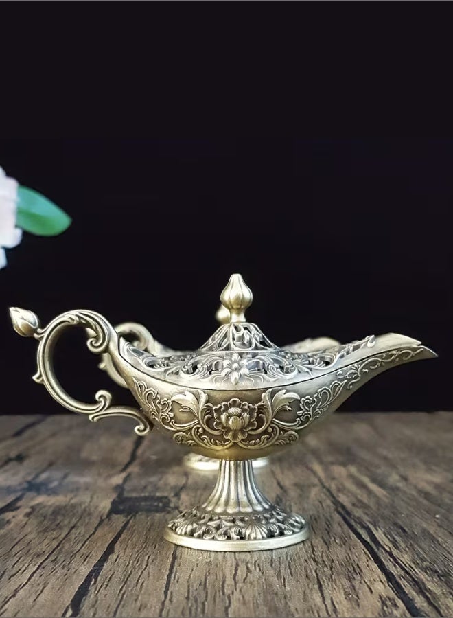 aeen 1pc Genie Lamp Incense Burner, Arabic-Style Incense Smoke Diffuser, Decorative Wishing Lamp Desktop Ornament, Islamic Home Decor, Eid Al-Fitr and Eid Al-Adha Gift - Image 2