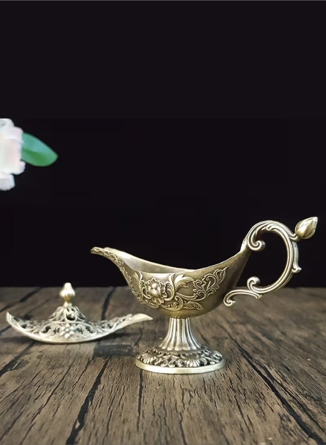 aeen 1pc Genie Lamp Incense Burner, Arabic-Style Incense Smoke Diffuser, Decorative Wishing Lamp Desktop Ornament, Islamic Home Decor, Eid Al-Fitr and Eid Al-Adha Gift - Image 4