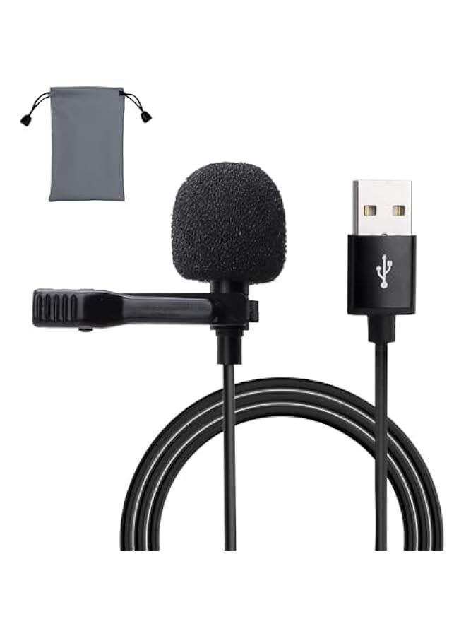 USB Lavalier Microphone 4.9ft Plug  Play Omnidirectional Lapel Shirt Collar Clip on Mic for PC Mac Laptop YouTube Skype Recording Podcasting Gaming Voice Dictation Streaming Conferencing - Image 1