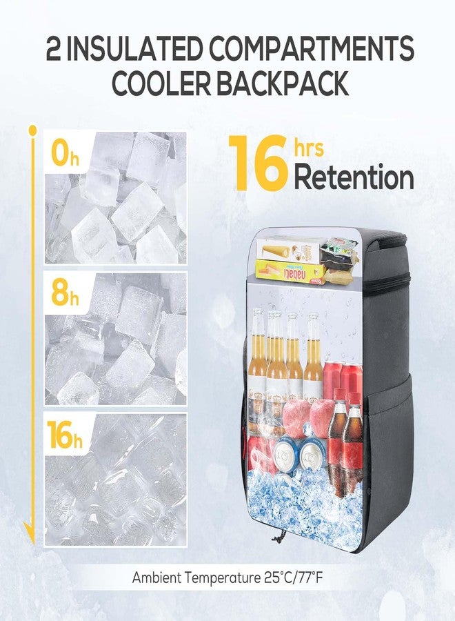 TOURIT Insulated Backpack Cooler with 2 Compartments, 30 Can Capacity, Leakproof Waterproof Thermal Bag for Beach Camping Travel - Image 3