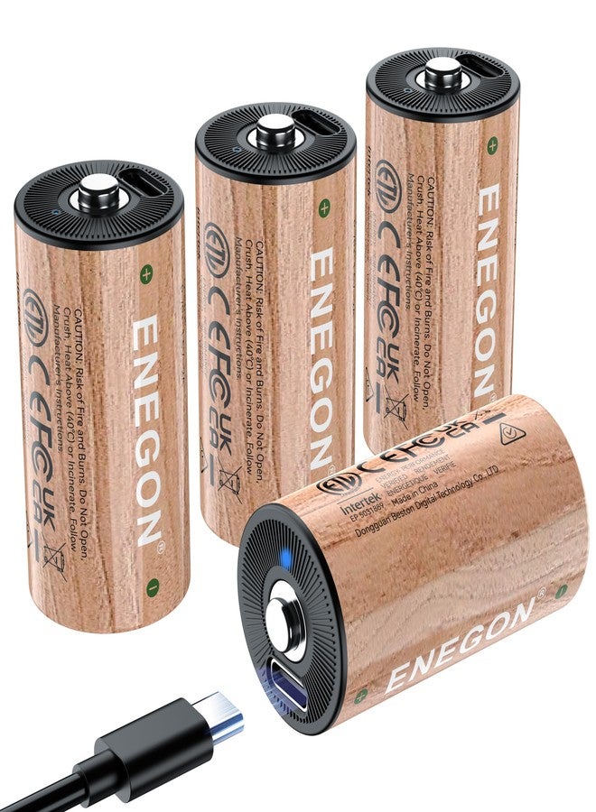 إنيجون بطاريات ENEGON LR14 C قابلة لإعادة الشحن، عبوة من 4 قطع، ليثيوم 7200 مللي أمبير/ساعة، مقاس C، 1.5 فولت، كابل شحن USB-C، بطاريات C عالية السعة للألعاب والمصابيح الكهربائية - Image 1