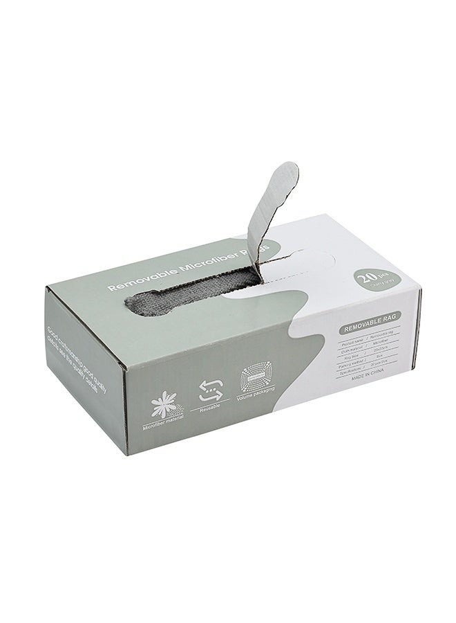 لوازم 20 قطعة مناشف مايكروفايبر قابلة للإزالة - رمادي - 20 × 20 سم - مساحات تنظيف عالية الامتصاص وخالية من الوبر في علبة سحب للمطبخ، السيارة، النوافذ، الزجاج، والأسطح المتعددة - Image 4