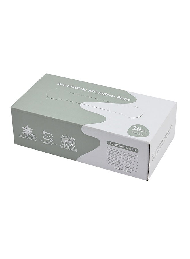 لوازم 20 قطعة مناشف مايكروفايبر قابلة للإزالة - رمادي - 20 × 20 سم - مساحات تنظيف عالية الامتصاص وخالية من الوبر في علبة سحب للمطبخ، السيارة، النوافذ، الزجاج، والأسطح المتعددة - Image 5