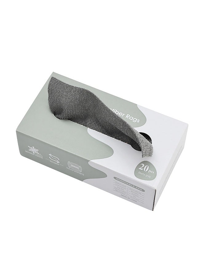 لوازم 20 قطعة مناشف مايكروفايبر قابلة للإزالة - رمادي - 20 × 20 سم - مساحات تنظيف عالية الامتصاص وخالية من الوبر في علبة سحب للمطبخ، السيارة، النوافذ، الزجاج، والأسطح المتعددة - Image 3