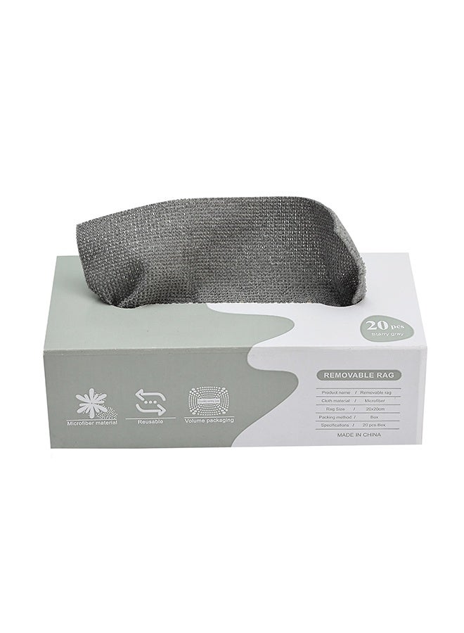 لوازم 20 قطعة مناشف مايكروفايبر قابلة للإزالة - رمادي - 20 × 20 سم - مساحات تنظيف عالية الامتصاص وخالية من الوبر في علبة سحب للمطبخ، السيارة، النوافذ، الزجاج، والأسطح المتعددة - Image 2