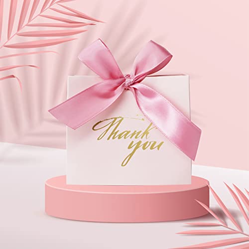 DECHISY 24Pack Small Thank You Party Favor Bags Treat Boxes with Rose Red Bow Ribbon Pink Pattern Paper Gift Bags Bulk for Wedding Baby Shower Business Party Supplies - Image 5