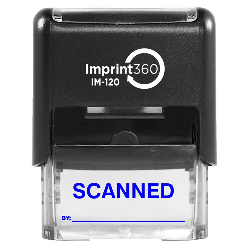 Supply360 AS-IMP1122B - Scanned Stamp with By: Line, Blue Ink, Heavy Duty Commerical Self-Inking Rubber Stamp, 9/16" x 1-1/2" Impression - Image 5