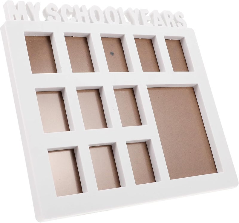School Years Picture Display Frame White Collage Photo Holder Day Frame Growth Record Wall Tabletop Decoration - Image 1