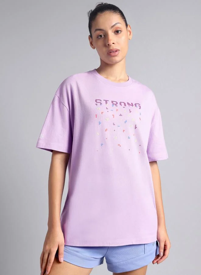 Cult Women Purple Graphic Oversized T-Shirt