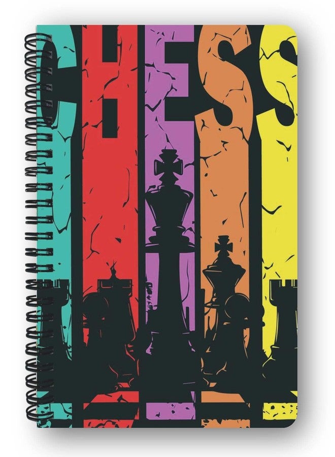 Chess Theme Spiral Bound Notebook, A5 Size, 144 Unruled Pages, with Bookmark and Sticker, for Journaling, Sketching, and Note Taking - Image 1