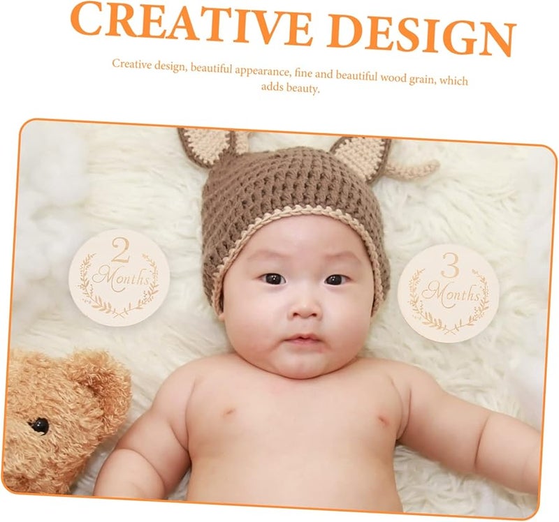 Natural Wood Milestone Cards Set 13 Pieces 100mm Baby Growth Photo Props Birthday Celebrations - Image 4