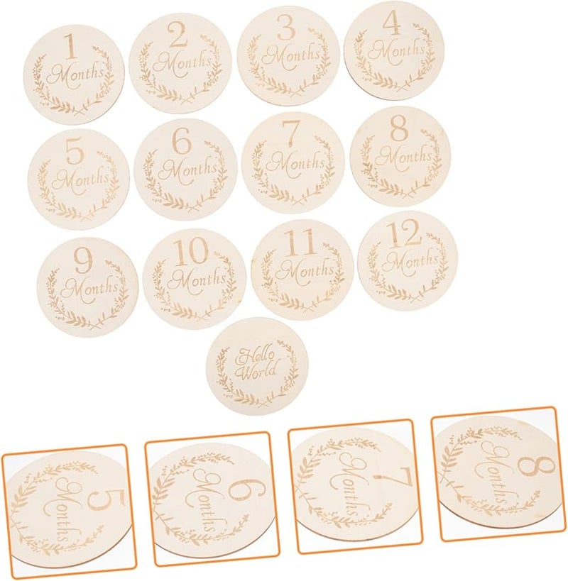 Natural Wood Milestone Cards Set 13 Pieces 100mm Baby Growth Photo Props Birthday Celebrations - Image 5