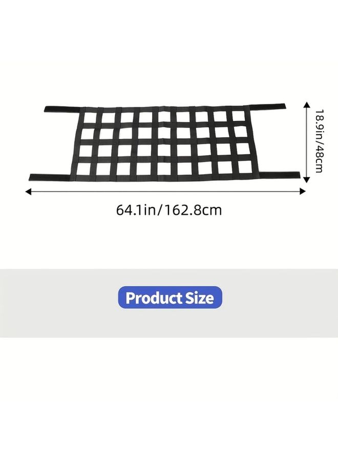 Black Nylon Mesh Cargo Net for Jeep Wrangler YJ TJ JK JKU JL JT Gladiator 1987-2024 Roof Rack - Image 2