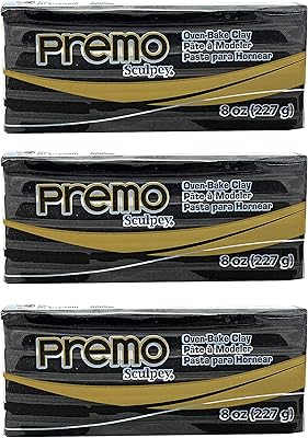 Sculpey Sculpey Premo  Polymer Black Clay - Oven-Baked Clay 8 Ounce (Pack of 3)  - Image 1