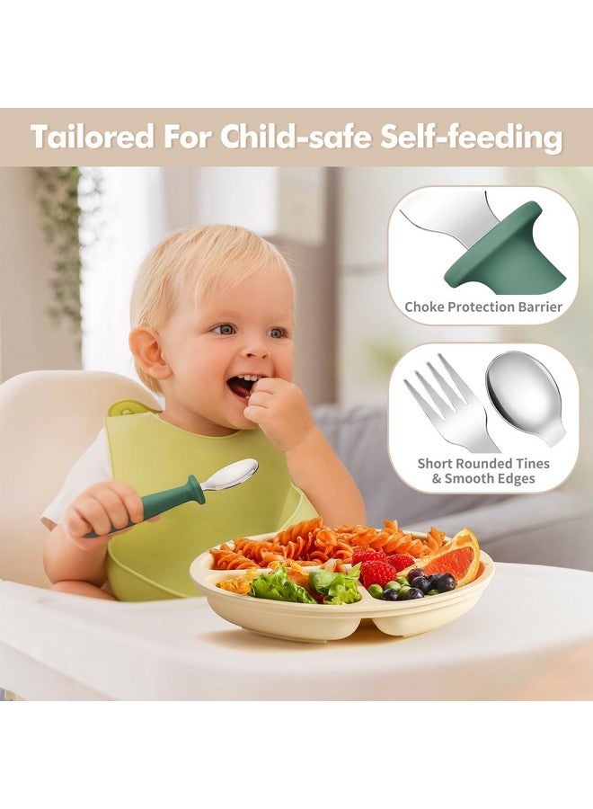 DRKIO 8 Pieces Toddler Utensils Set - Kids Silverware Set with Silicone Handle Children Safe 18/8 Stainless Steel Forks and Spoons Anti-Choke Design Food Grade Dishwasher Safe - Image 3