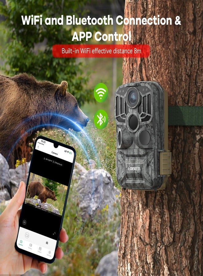 DEATTI Trail Camera 48MP 4K Game Camera with 8 Batteries 32GB SD Card,WiFi Bluetooth Connection,Trail Cameras with Night Vision Motion Activated Waterproof for Wildlife Deer Outdoor 0.1s Trigger Time - Image 3