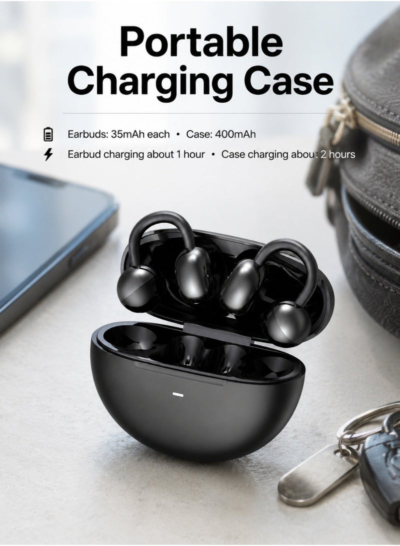 Starfire Open Ear Wireless Earbuds with Ear Hooks, Touch Control, Dual Channel Bluetooth Earphones, 10m Range, IPX4 Splash Resistant, 400mAh Charging Case for Sports, Calls & Travel - Grey - Image 5