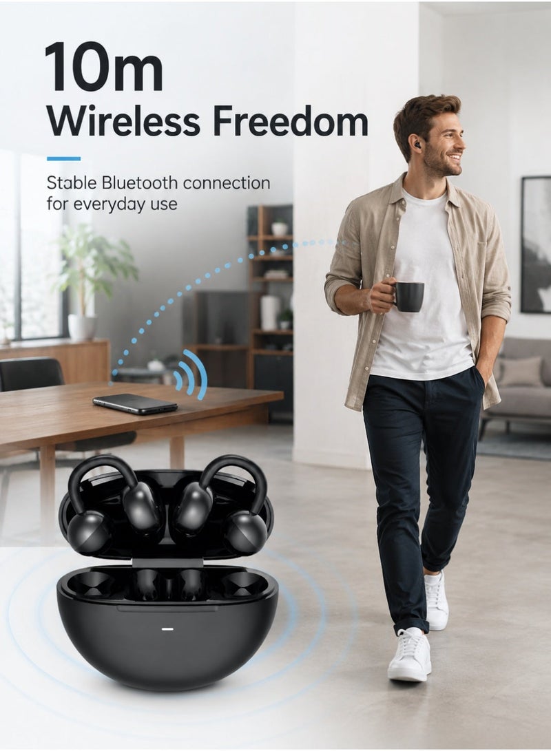 Starfire Open Ear Wireless Earbuds with Ear Hooks, Touch Control, Dual Channel Bluetooth Earphones, 10m Range, IPX4 Splash Resistant, 400mAh Charging Case for Sports, Calls & Travel - Grey - Image 4
