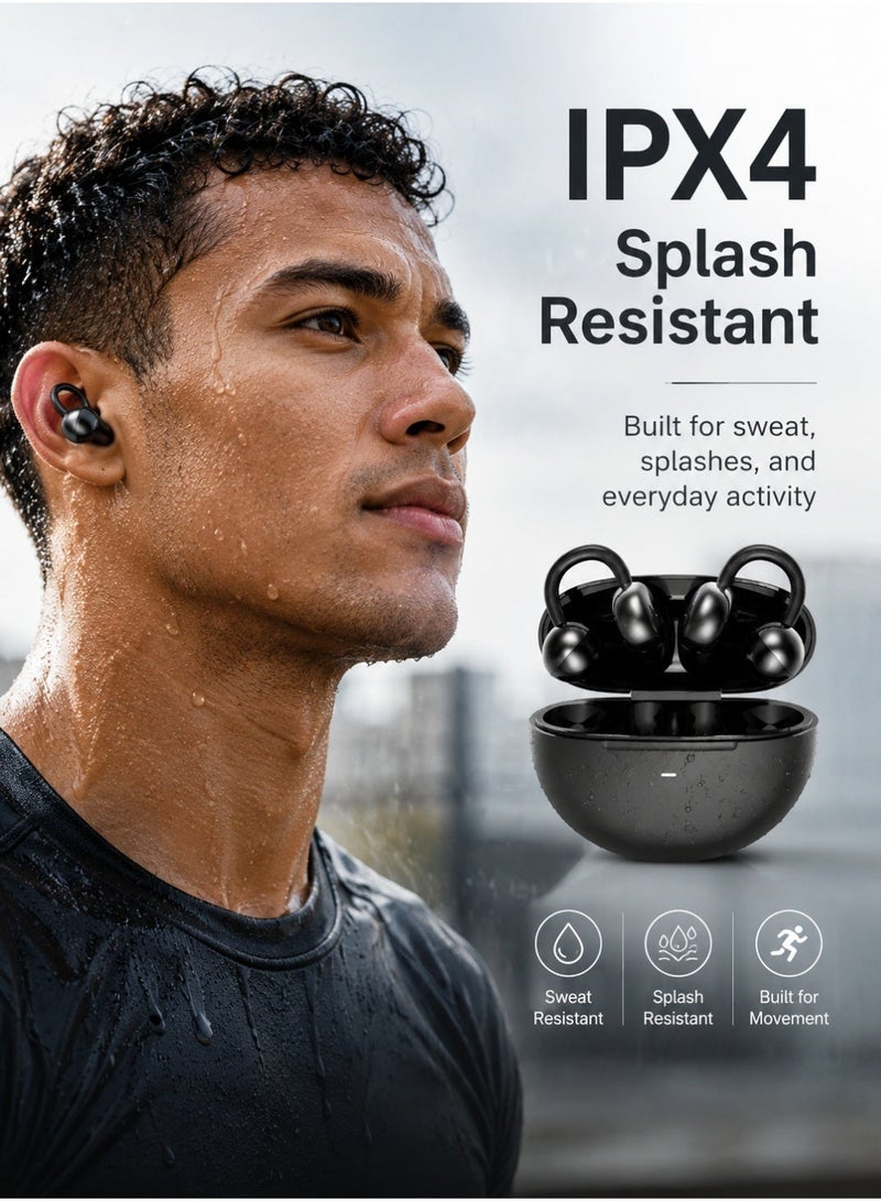 Starfire Open Ear Wireless Earbuds with Ear Hooks, Touch Control, Dual Channel Bluetooth Earphones, 10m Range, IPX4 Splash Resistant, 400mAh Charging Case for Sports, Calls & Travel - Grey - Image 3