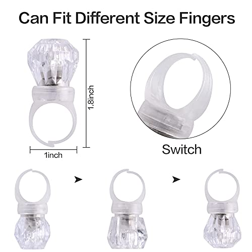 DAOKEY LED Light up Rings Colorful Led Bumpy Plastic Diamond Rings Toys for Birthday Bachelorette Bridal Shower Gatsby Party Favors Clear Case 30 Pack - Image 5