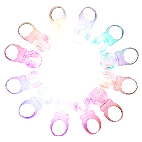 DAOKEY LED Light up Rings Colorful Led Bumpy Plastic Diamond Rings Toys for Birthday Bachelorette Bridal Shower Gatsby Party Favors Clear Case 30 Pack - Image 1