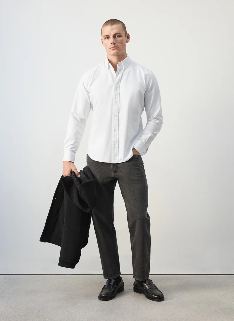 Mango Man 01-BLANCO 100% Cotton Oxford Shirt for Men | Best Price UAE