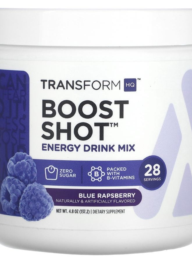 TransformHQ Boost Shot Energy Drink Mix Blue Rapsberry 4.8 oz (137.2 g) 