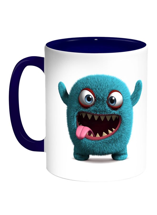 RKN Colourful Monster Printed Coffee Mug White/Blue 11ounce - Image 1