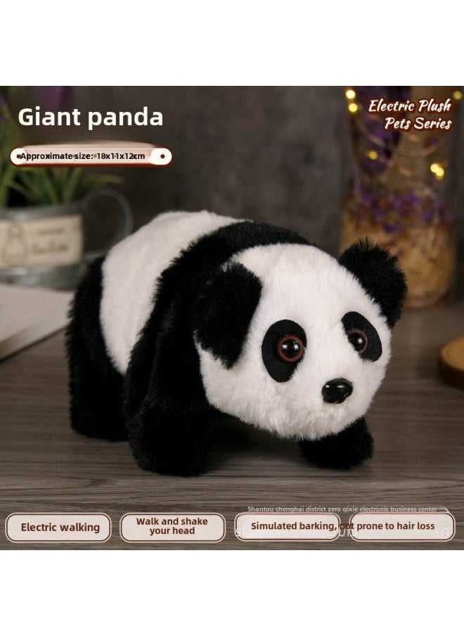 Children's Pet Simulation Rabbit Dog Doll Plush Electric Toy Vocal Walking Calling Electric Men And Women-Color:Panda-Specification:Naked  - Image 1