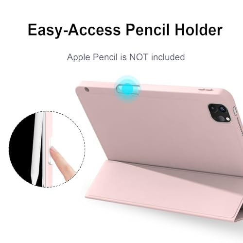 Divufus Case for iPad Pro 11 inch 4th/3rd/2nd Generation, Lightweight Slim Auto Sleep/Wake Smart Cover Soft TPU Back Case with Pencil Holder for iPad Pro 11" 2022/2021/2020, Pink - Image 4