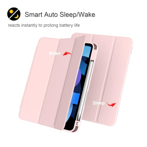 Divufus Case for iPad Pro 11 inch 4th/3rd/2nd Generation, Lightweight Slim Auto Sleep/Wake Smart Cover Soft TPU Back Case with Pencil Holder for iPad Pro 11" 2022/2021/2020, Pink - Image 3