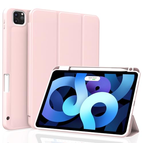 Divufus Case for iPad Pro 11 inch 4th/3rd/2nd Generation, Lightweight Slim Auto Sleep/Wake Smart Cover Soft TPU Back Case with Pencil Holder for iPad Pro 11" 2022/2021/2020, Pink - Image 1