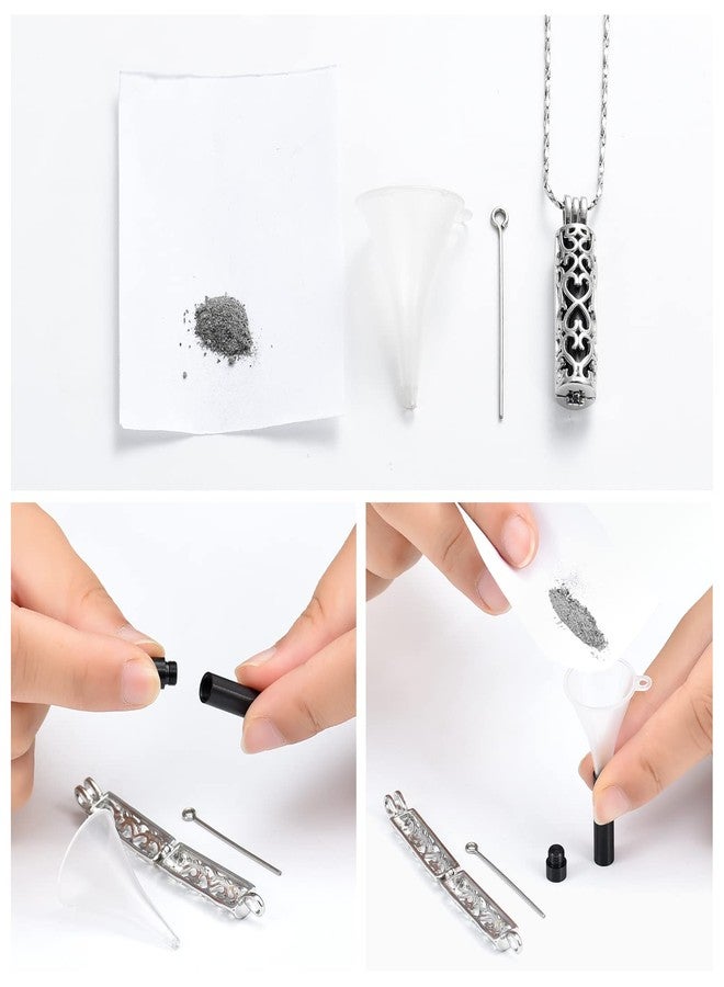 Imrsanl Stainless Steel Cremation Jewelry Ashes Cylinder Vial Urn Necklace for Ashes Charm Memorial Keepsake Cremation Pendant Jewelry (Black) - Image 5