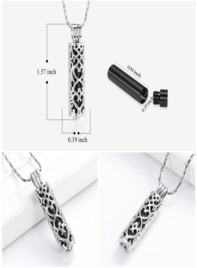 Imrsanl Stainless Steel Cremation Jewelry Ashes Cylinder Vial Urn Necklace for Ashes Charm Memorial Keepsake Cremation Pendant Jewelry (Black) - Image 2