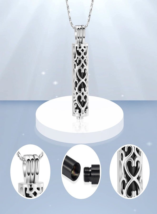 Imrsanl Stainless Steel Cremation Jewelry Ashes Cylinder Vial Urn Necklace for Ashes Charm Memorial Keepsake Cremation Pendant Jewelry (Black) - Image 3