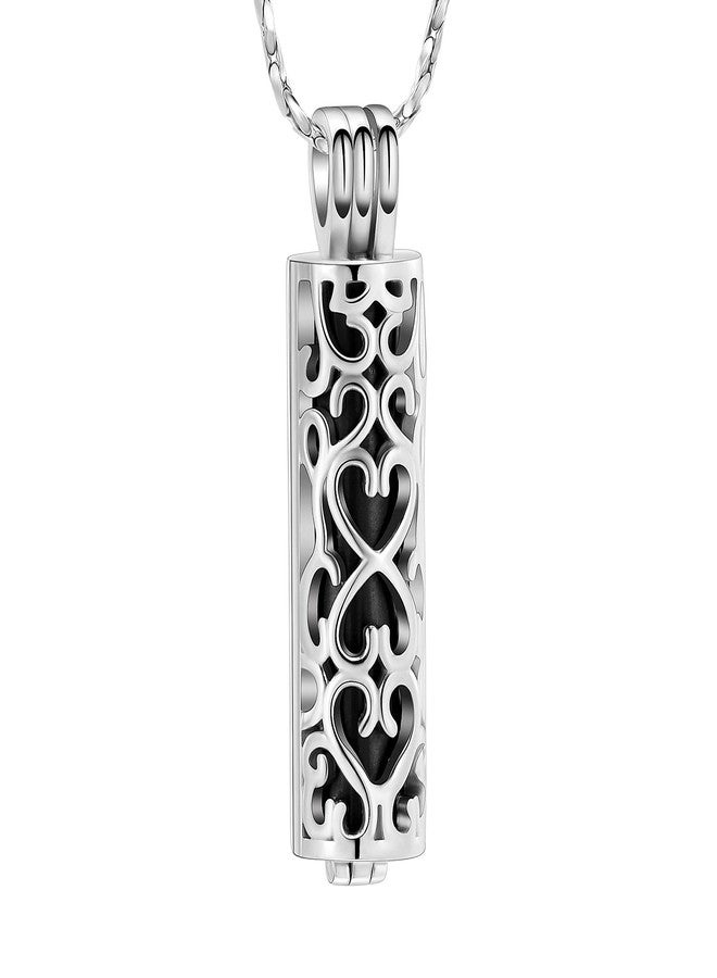 Imrsanl Stainless Steel Cremation Jewelry Ashes Cylinder Vial Urn Necklace for Ashes Charm Memorial Keepsake Cremation Pendant Jewelry (Black) - Image 1
